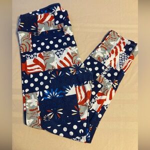 LuLaRoe Red and Blue Star Leggings